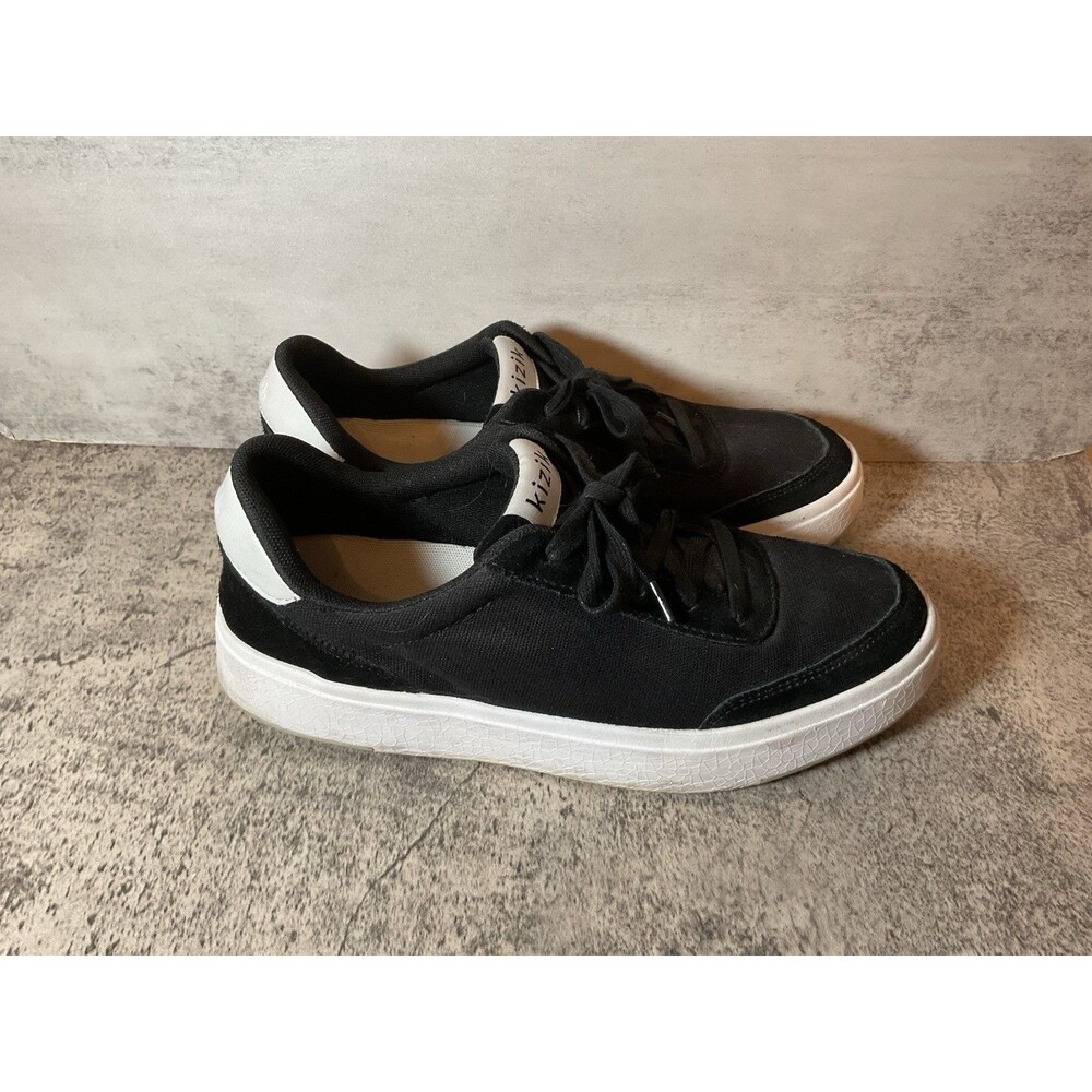 Kizik Prague Hands-Free Sneakers Black Suede Knit Mens Low Top Sneakers W9 M7.5